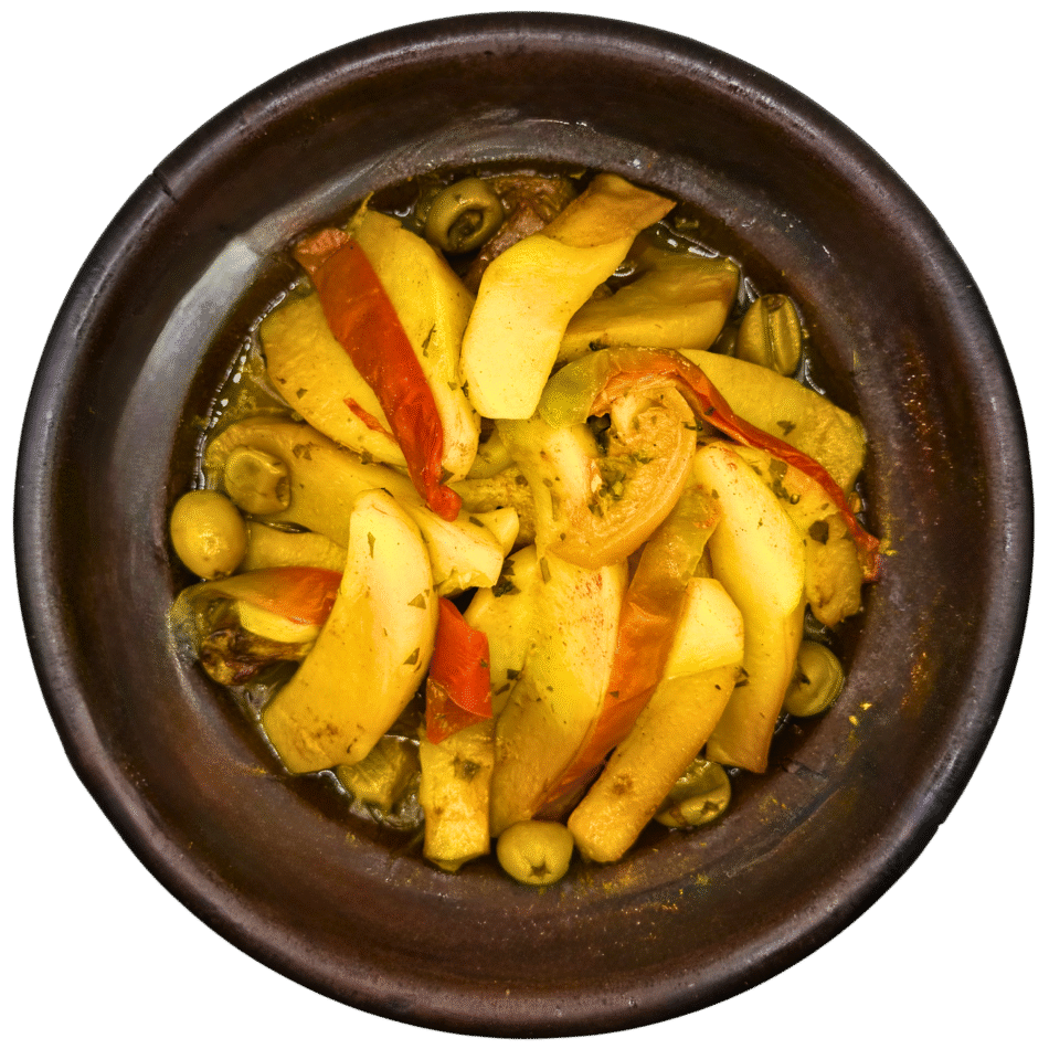 Poulet fermier, pomme de terre et olives