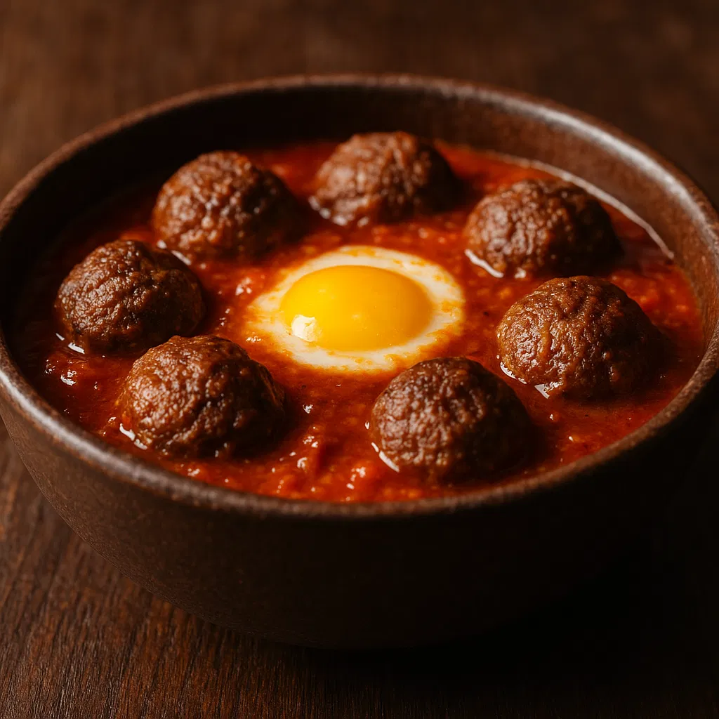 Tagra kefta à la tomate et oeuf